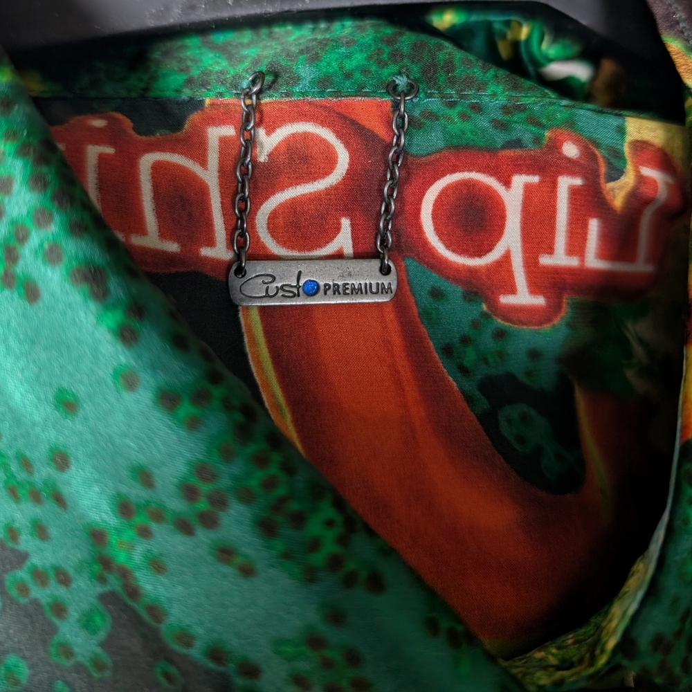 Custo Barcelona Green and Brown Printed Silk Shirt - Picture 8 of 8